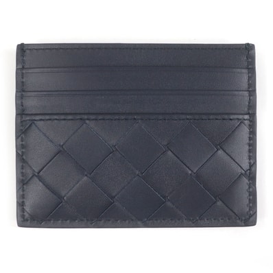Bottega Veneta Intrecciato Credit Card Case "Deep Blue"