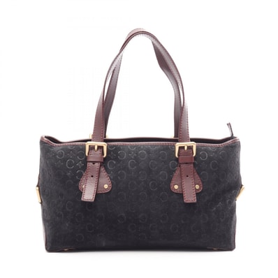 セリーヌ CELINE Cマカダム ハンドバッグ バッグ スウェード レザー レディース ブラック系 / ボルドー系 【中古】