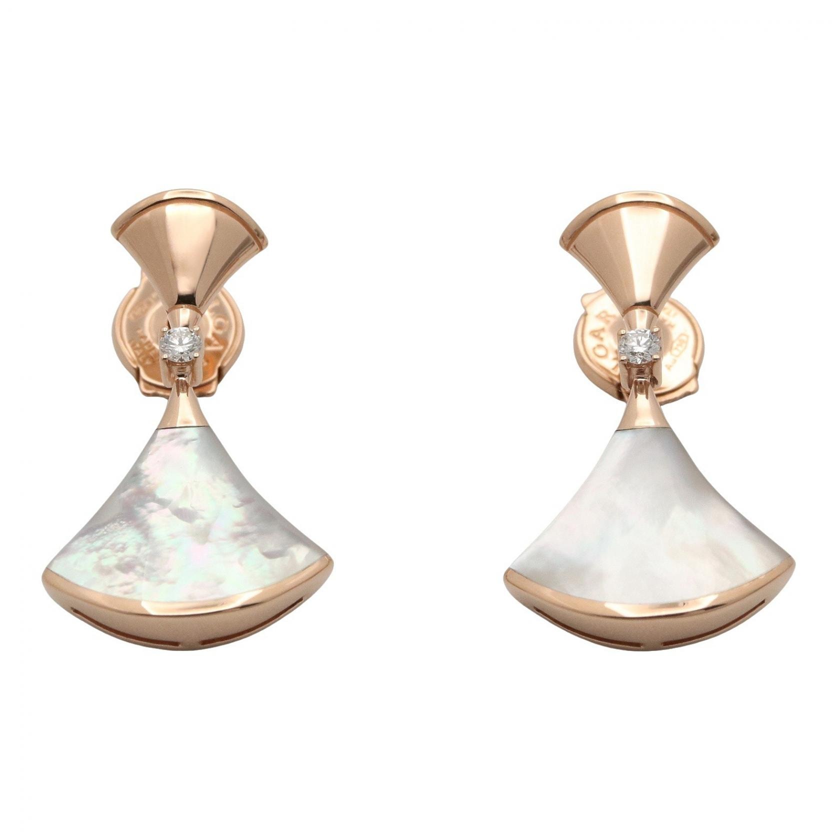 ブルガリ BVLGARI ディーヴァドリーム マザーオブパール ダイヤ ピアス ピアス ジュエリー K18PG(ピンクゴールド) ダイヤモンド マザーオブパール レディース ホワイト系 / クリア系 / ゴールド系 350740 【中古】