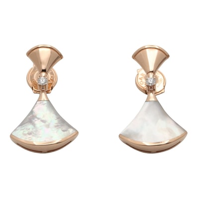 ブルガリ BVLGARI ディーヴァドリーム マザーオブパール ダイヤ ピアス ピアス ジュエリー K18PG(ピンクゴールド) ダイヤモンド マザーオブパール レディース ホワイト系 / クリア系 / ゴールド系 350740 【中古】