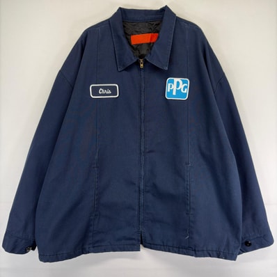 古着 レッドキャップ RED KAP ジャケット 中綿 ワッペン 大きいサイズ フルジップ ワーク 作業着 3XL-RG ネイビー系 メンズ