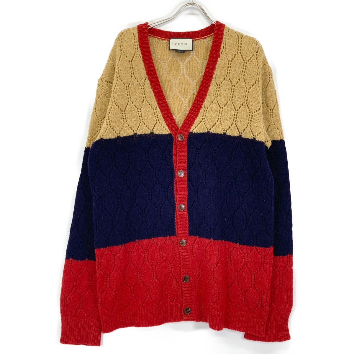 グッチ 439229 ﾌﾞﾗｳﾝ×ﾈｲﾋﾞｰ×ﾚｯﾄﾞ ｶｰﾃﾞｨｶﾞﾝ XL