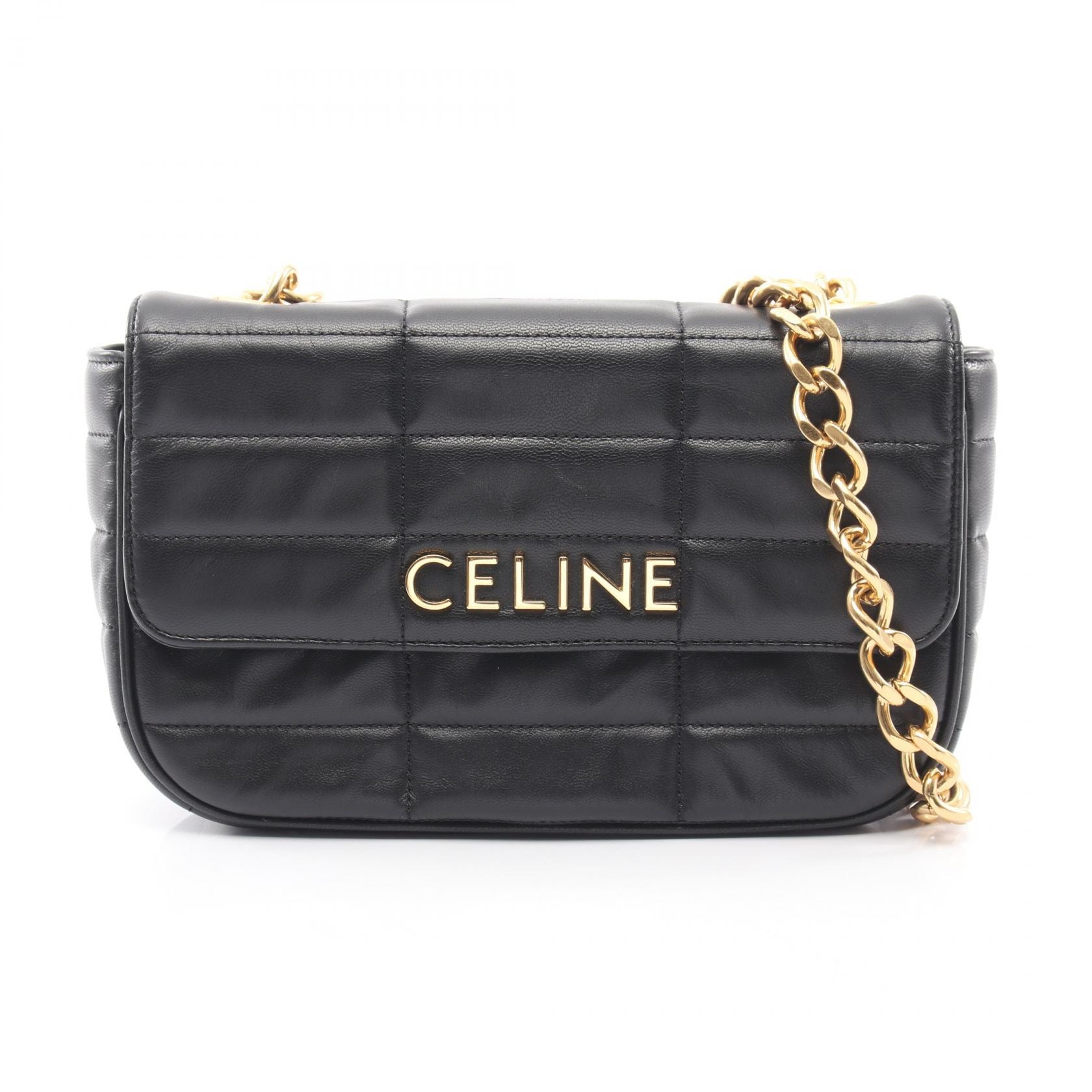 セリーヌ CELINE モノクローム ショルダーバッグ バッグ レザー レディース ブラック系 111273EPZ 【中古】