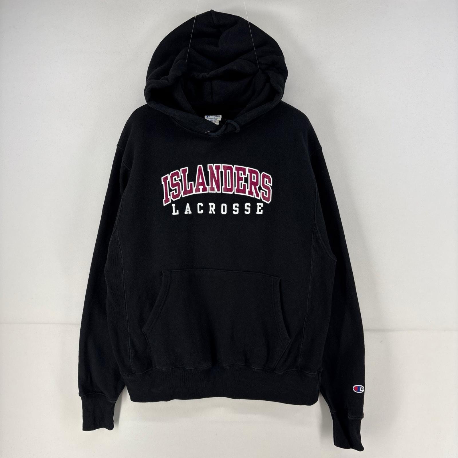 古着 チャンピオン Champion パーカー スウェット リバースウィーブ プルオーバー プリント M  ブラック メンズ