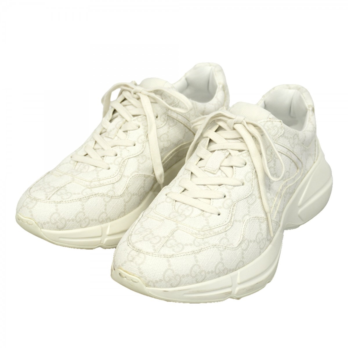 【6apg014】グッチ スニーカー 7.5 ライトン PVC ホワイト【中古】メンズ