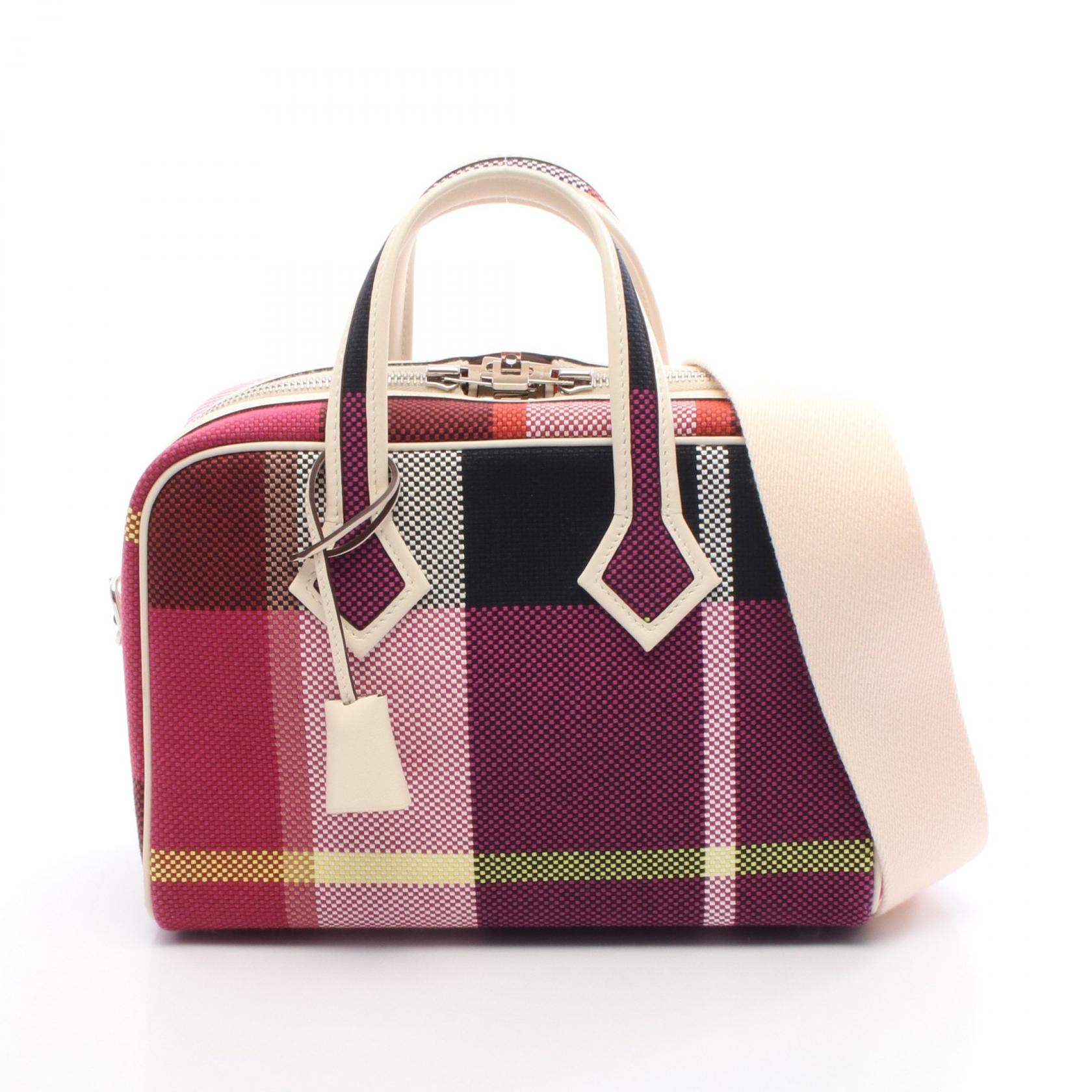 エルメス HERMES ヴィクトリア3 フールトゥ ミニ マリン フランボワーズ ハンドバッグ バッグ トワルキャドリーユ / ヴォースイフト ヴォースイフト W刻印(2024年製造) レディース ピンク系 / ホワイト系 / マルチカラー 【中古】