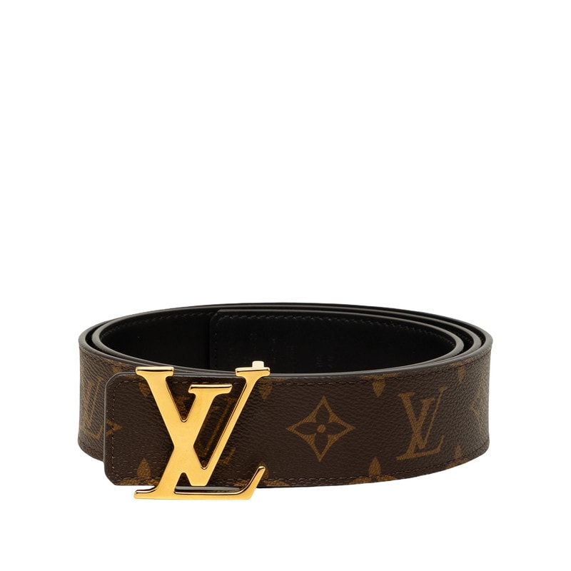 ルイ ヴィトン ベルト LV イニシャル 40MM リバーシブル ロゴバックル ベルト M0566 ブラウン ブラック PVC メンズ LOUIS VUITTON 中古