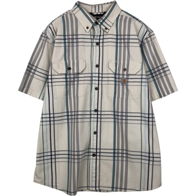 古着 カーハート Carhartt Loose Fit チェック柄 ボタンダウン 半袖 ワークシャツ メンズL相当/eaa637829
