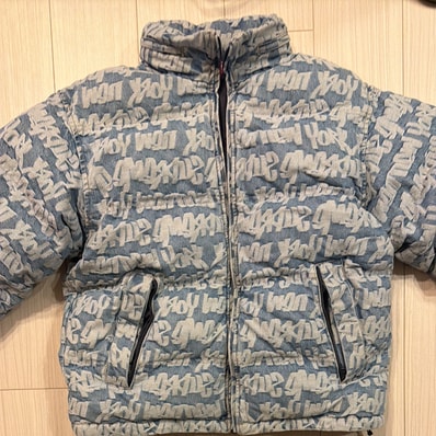 Supreme Fat Tip Jacquard Denim Puffer Jacket "Blue"