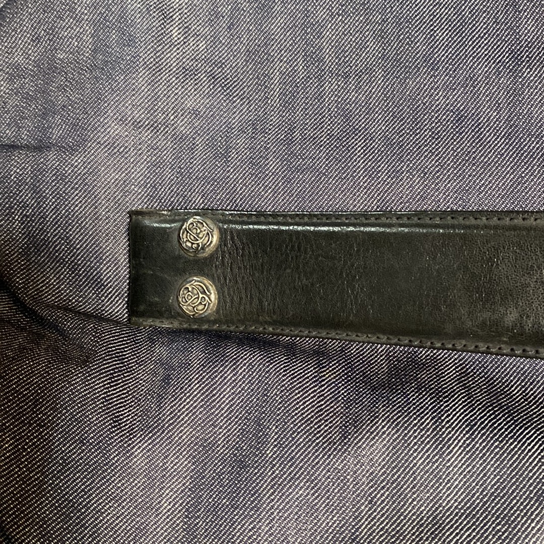 Chrome Hearts Plain Leather 1.5 Belt Horseshoe Rivet "Black"