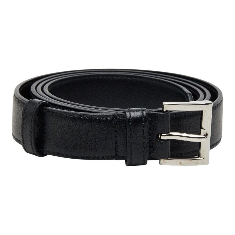 プラダ 三角ロゴプレート ベルト 36 ブラック レザー レディース PRADA 【中古】