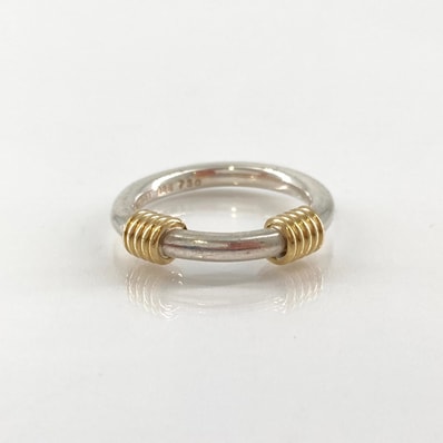 TIFFANY&Co.(ティファニー) バンド ウィズ 2ワイヤー Ag925/Au750 #7号 リング・指輪 3.6g シルバー/ゴールド