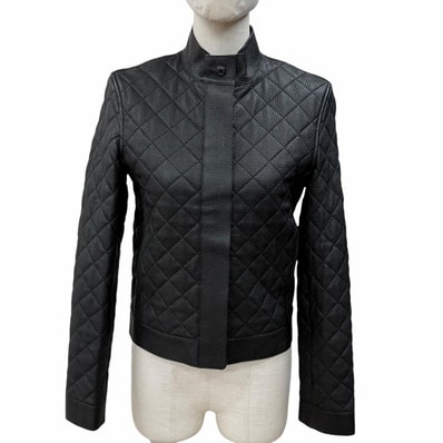 極美品 エルメス レザージャケット ブラック レディース 34 3H1207D1