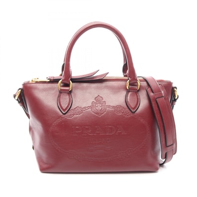 プラダ PRADA 2WAY ハンドバッグ バッグ レザー レディース ボルドー系 【中古】