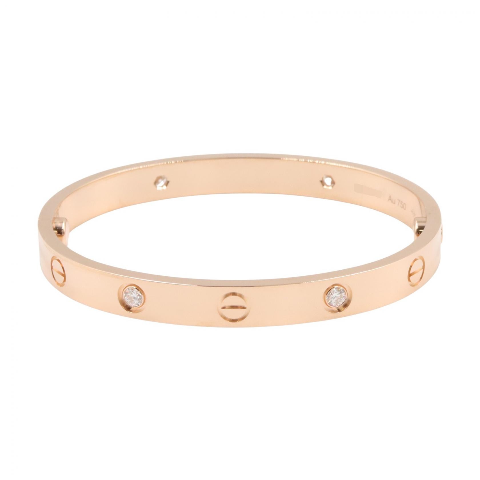 カルティエ CARTIER ラブブレス 4PD ブレスレット アクセサリー K18PG(ピンクゴールド) ダイヤモンド レディース ゴールド系 / クリア系 B6036016 【中古】
