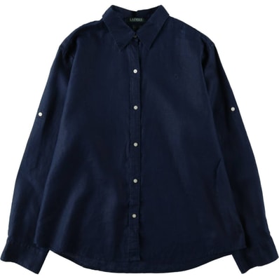 古着 ラルフローレン Ralph Lauren LAUREN ローレン 長袖 リネンシャツ レディースXL相当/eaa641910