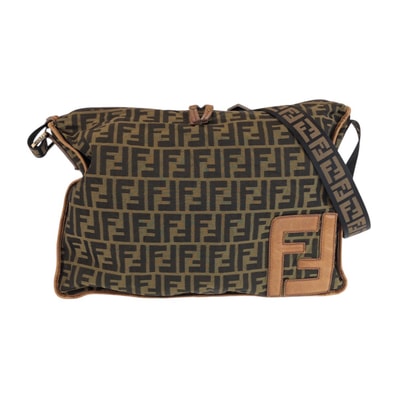 美品 FENDI フェンディ ズッカ ブラウン ダークブラウン ナイロン レザー/ ショルダーバッグ メッセンジャーバッグ 601227 【中古】