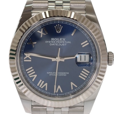 ロレックス ROLEX デイトジャスト 41 126334 腕時計 K18ホワイトゴールド ステンレススチール 自動巻き ブライトブルー文字盤 メンズ【中古】【SAランク】