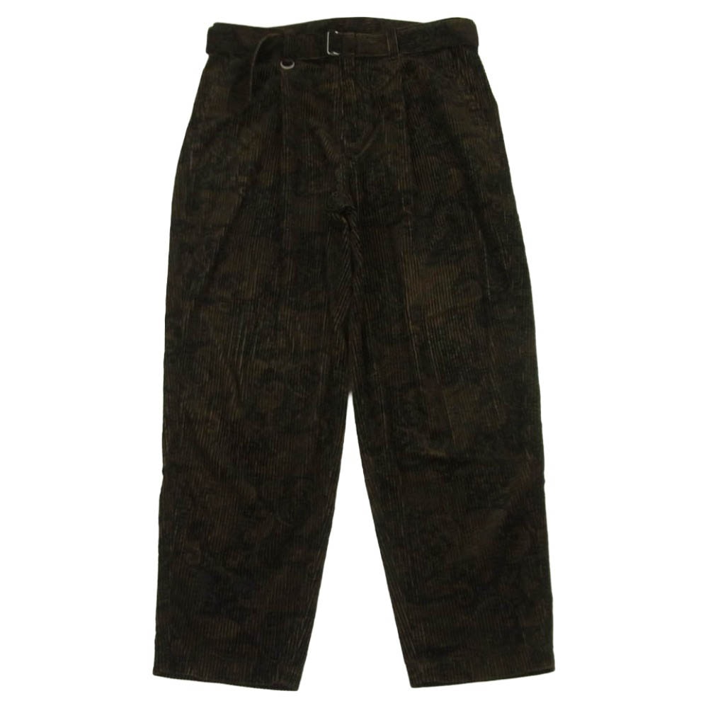 SOPHNET. ソフネット SOPH-222009 ベルト付き コーデュロイ 1タック パンツ 日本製 ダークブラウン系 M【中古】