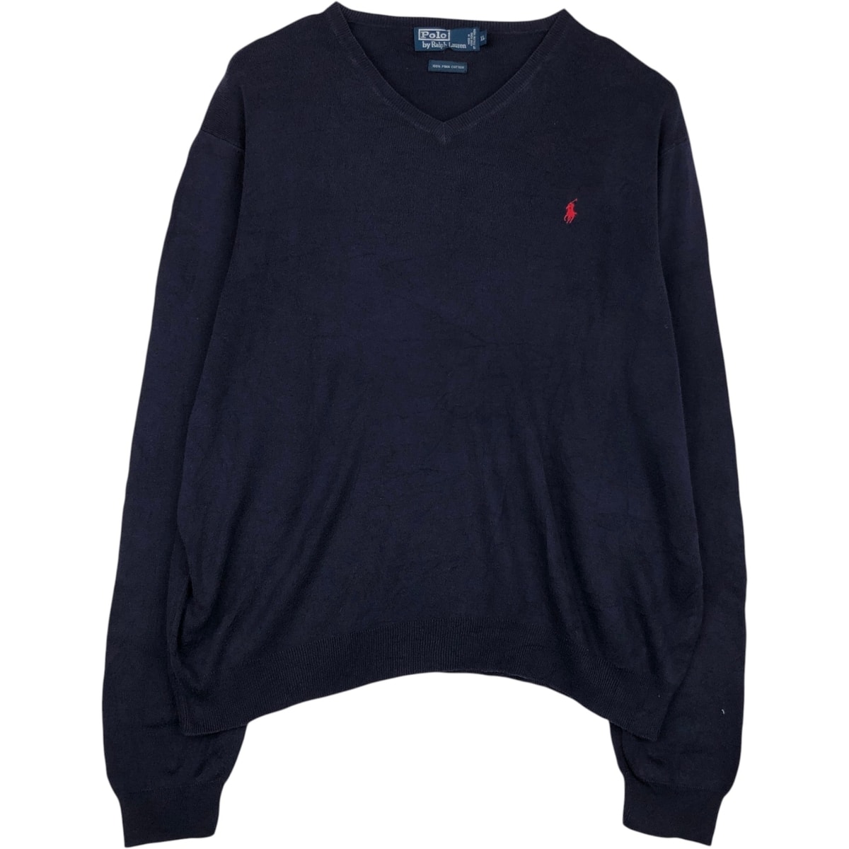 古着 ラルフローレン Ralph Lauren POLO by Ralph Lauren Vネック ピマコットンニットセーター メンズXL相当/eaa637184