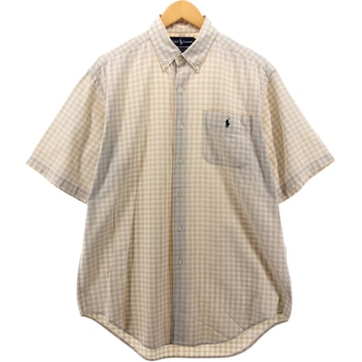 古着 ラルフローレン Ralph Lauren MARLOWE ギンガムチェック 半袖 ボタンダウン チェックシャツ メンズM相当/eaa551098