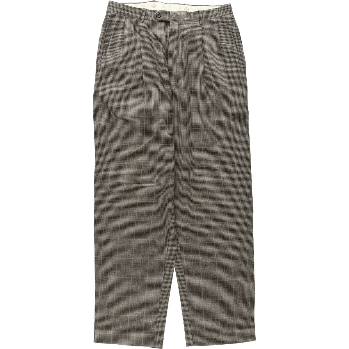 古着 00年代 トミーヒルフィガー TOMMY HILFIGER 千鳥格子柄 チェック柄 ツータック ウールパンツ スラックス カナダ製 メンズw31相当/eaa630256