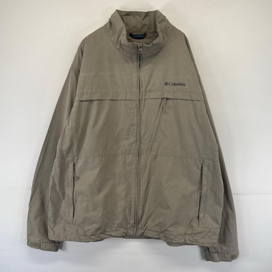 古着 コロンビア Columbia ジャケット フルジップ ワンポイントロゴ 大きいサイズ 2XL ベージュ系 メンズ