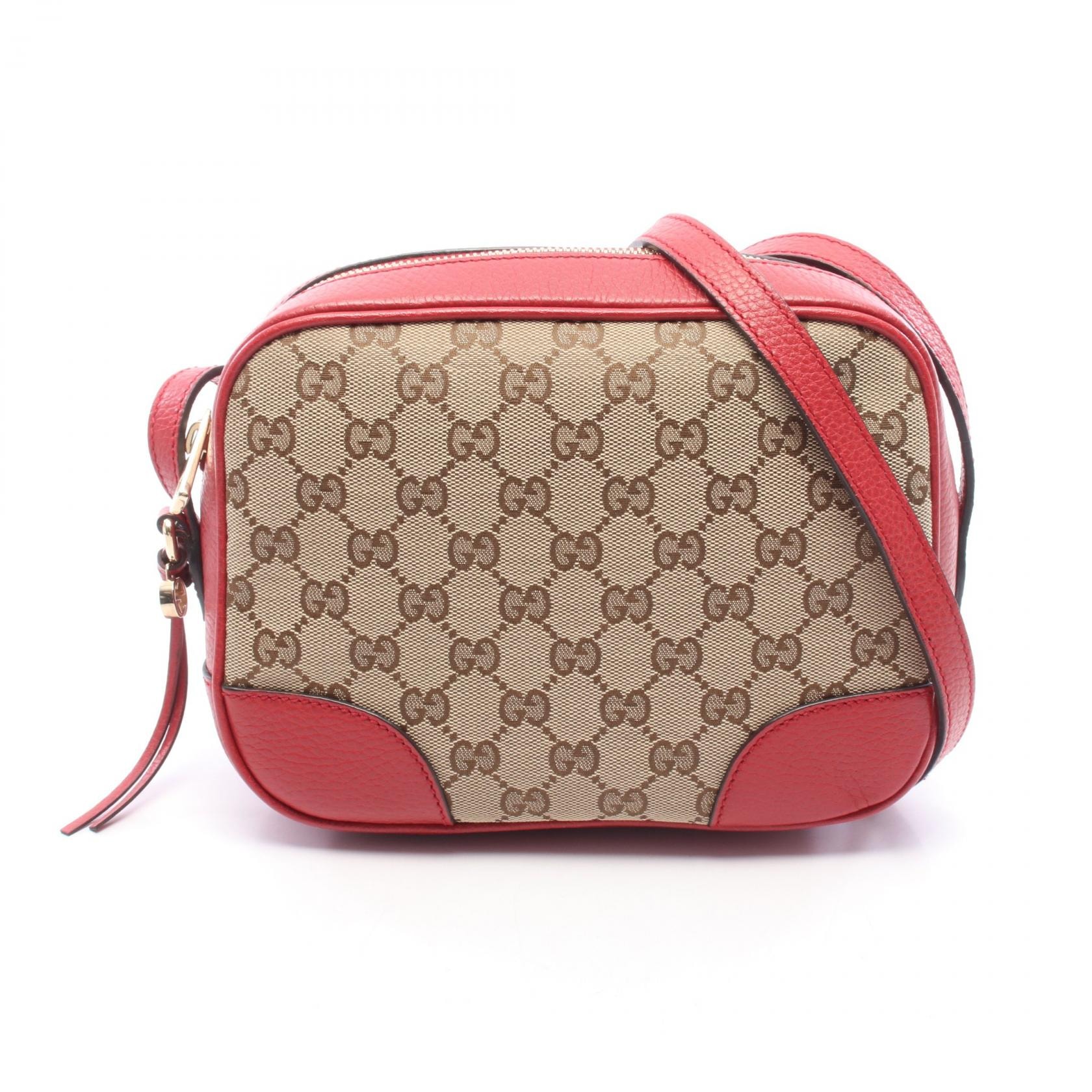 グッチ GUCCI ブリー GGキャンバス ショルダーバッグ バッグ キャンバス レザー レディース ベージュ系 / ブラウン系 / レッド系 449413 【中古】