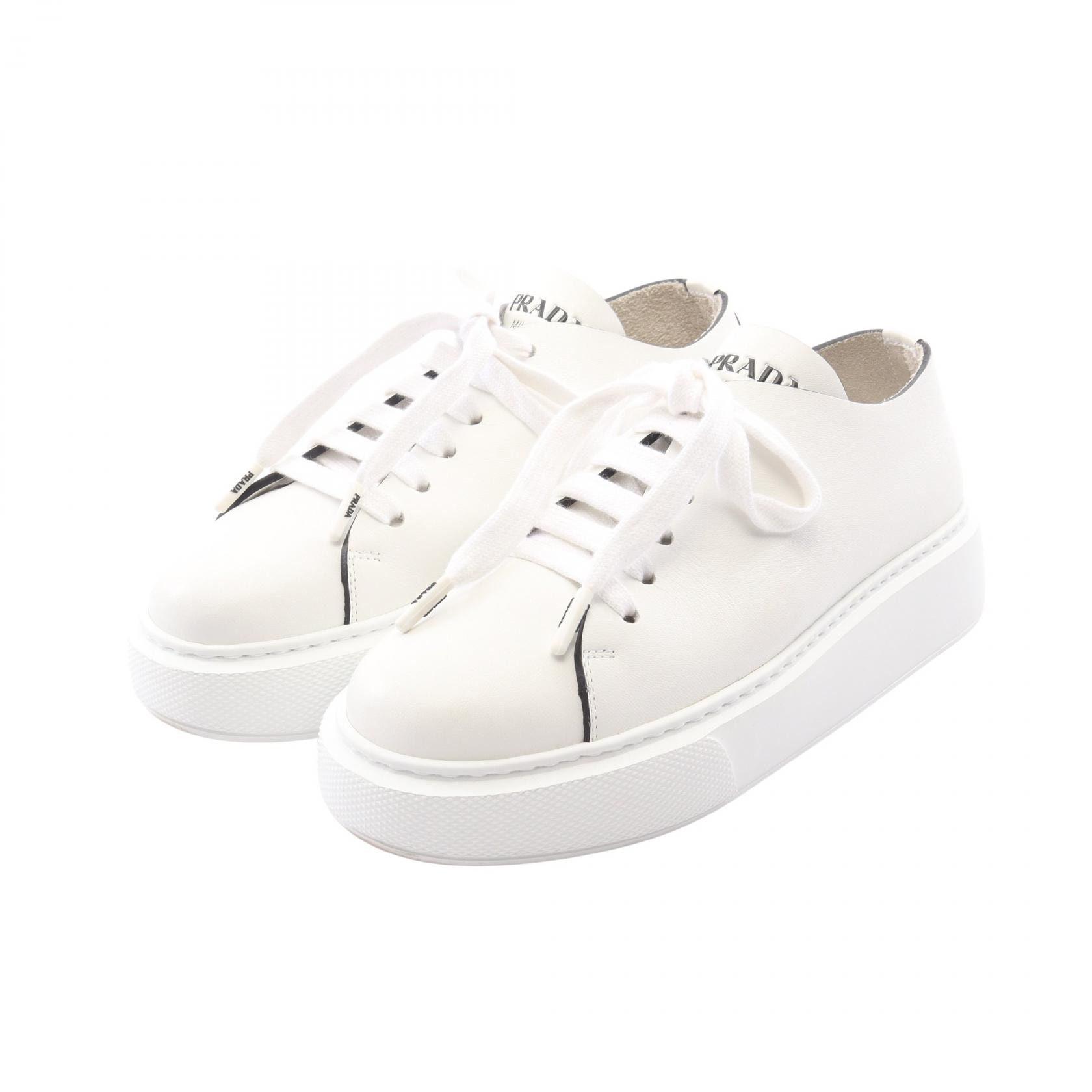 プラダ PRADA プラットフォーム スニーカー 靴 レザー レディース ホワイト系 1E440L 【中古】