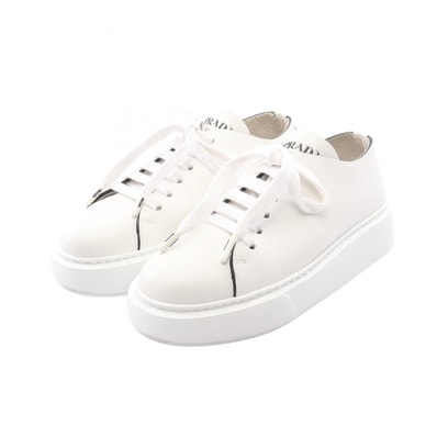 プラダ PRADA プラットフォーム スニーカー 靴 レザー レディース ホワイト系 1E440L 【中古】