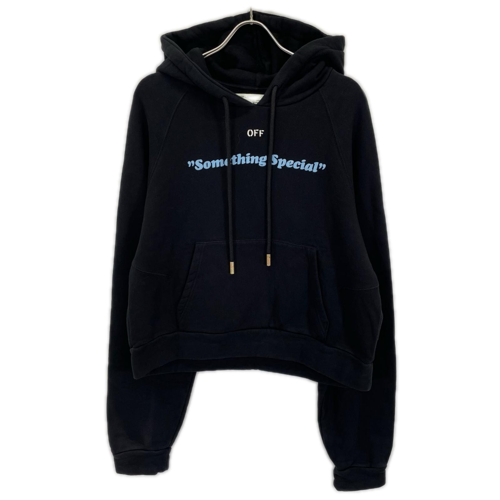 オフホワイト ブラック SOMETHING SPECIAL WOMEN ブラック フーディ― M