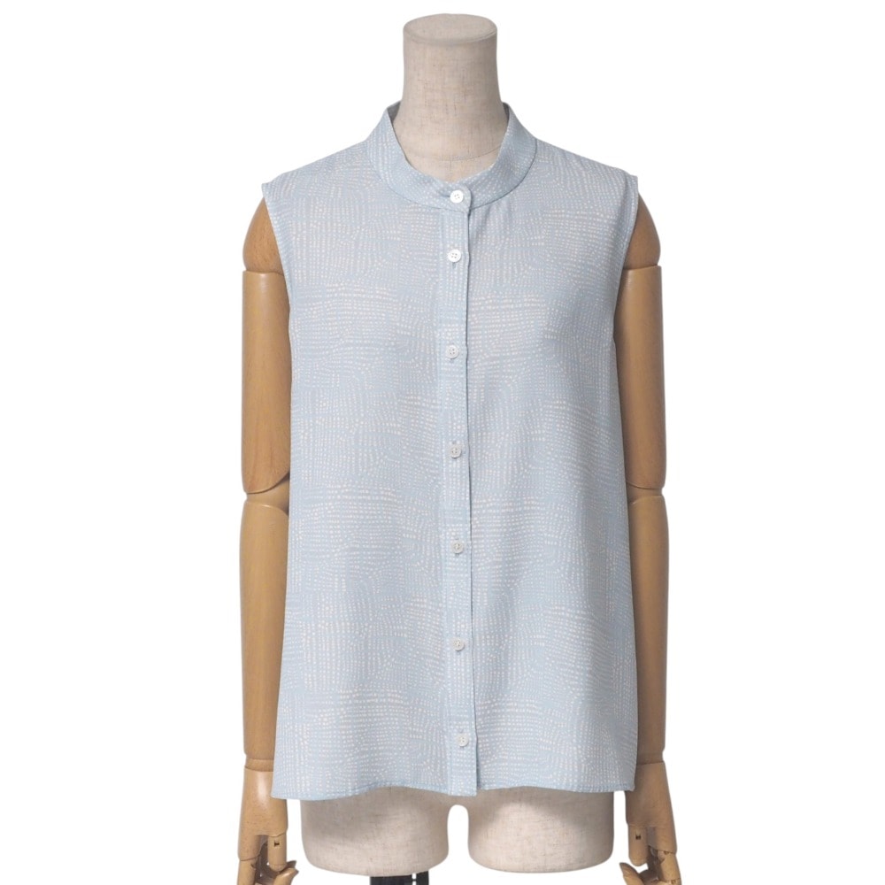 ■美品■FOXEY フォクシー Sarasara Summer Blouse ブラウス サイズ40 スタンドカラー ノースリーブ シャツ ブランド古着【中古】20250513/RA4780