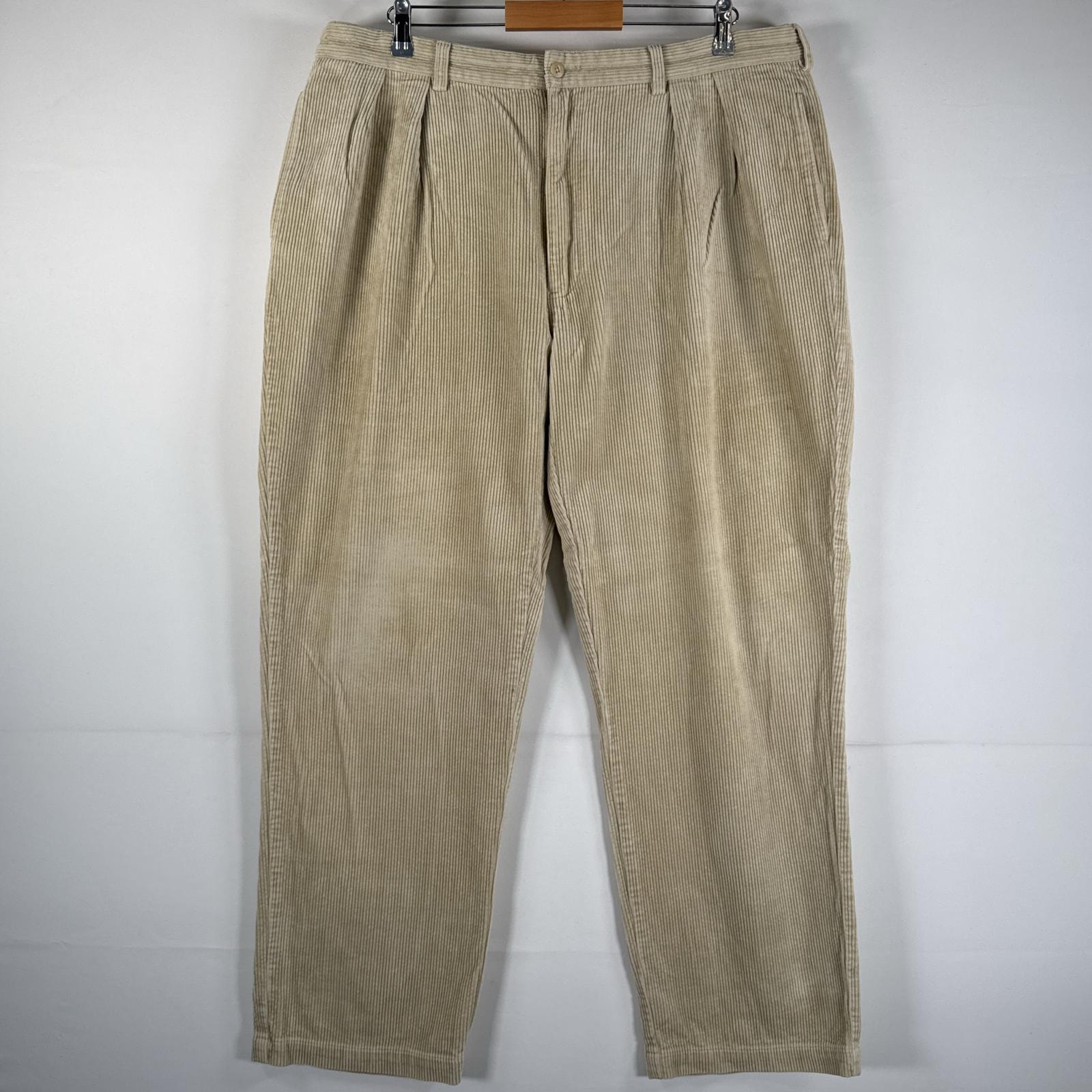 古着 ポロ・ラルフローレン POLO RALPH LAUREN コーデュロイパンツ ポロコーズ 太畝 テーパード 大きいサイズ ワンポイント w40 L32  ベージュ メンズ