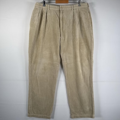古着 ポロ・ラルフローレン POLO RALPH LAUREN コーデュロイパンツ ポロコーズ 太畝 テーパード 大きいサイズ ワンポイント w40 L32 ベージュ メンズ