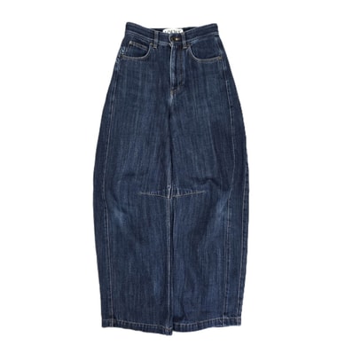 【値下げ】 LOEWE ロエベ ANAGRAM BARREL JEANS アナグラム バレル ジップフライデニムパンツ デニムパンツ S359Y11XCQ 32 コットン インディゴ レディース【中古】