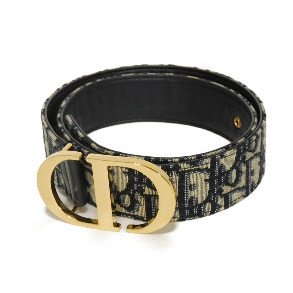 Dior ディオール 30 モンテーニュ 35MM 75 CDロゴ カーフ ブラック ネイビー オブリーク ジャガード コットン ベージュ ベルト