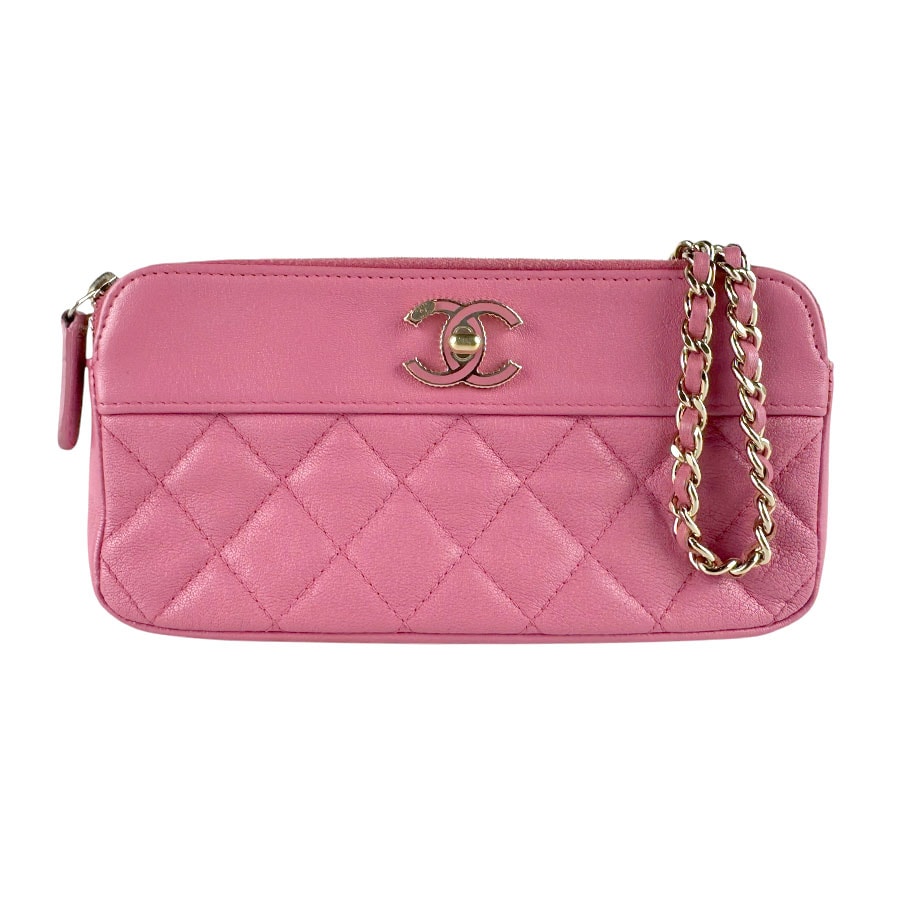 シャネル CHANEL 斜め掛けショルダーバッグ チェーンウォレット レザー/メタル ピンク/ゴールド レディース【中古】 z9294