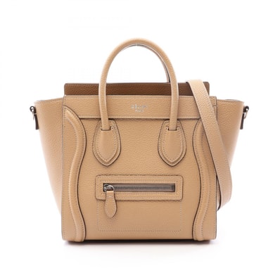 セリーヌ CELINE ラゲージ ナノショッパー 2WAY ハンドバッグ バッグ レザー レディース ベージュ系 【中古】