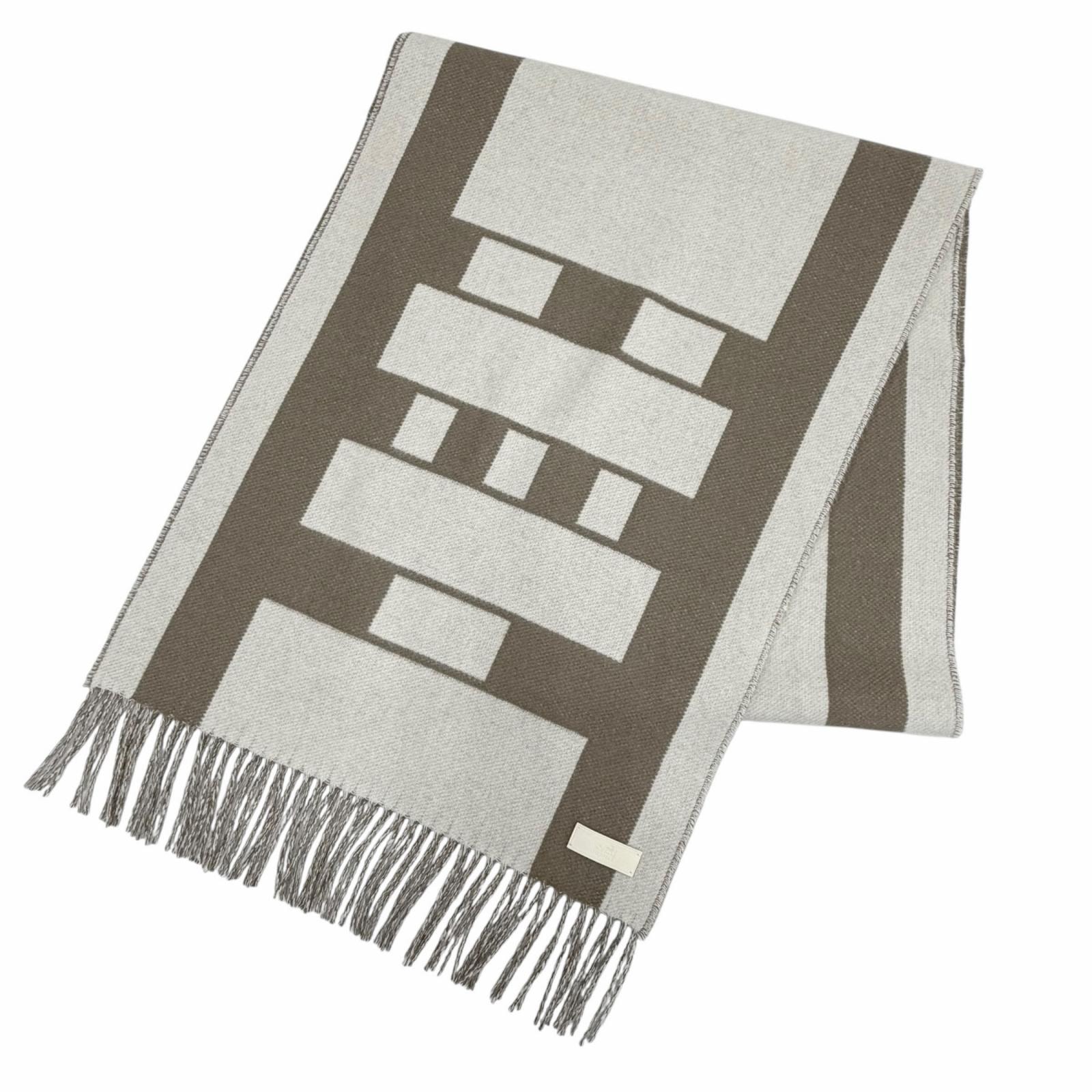 未使用品 エルメス マフラー コンクール イヴォワール ピュス カシミヤ