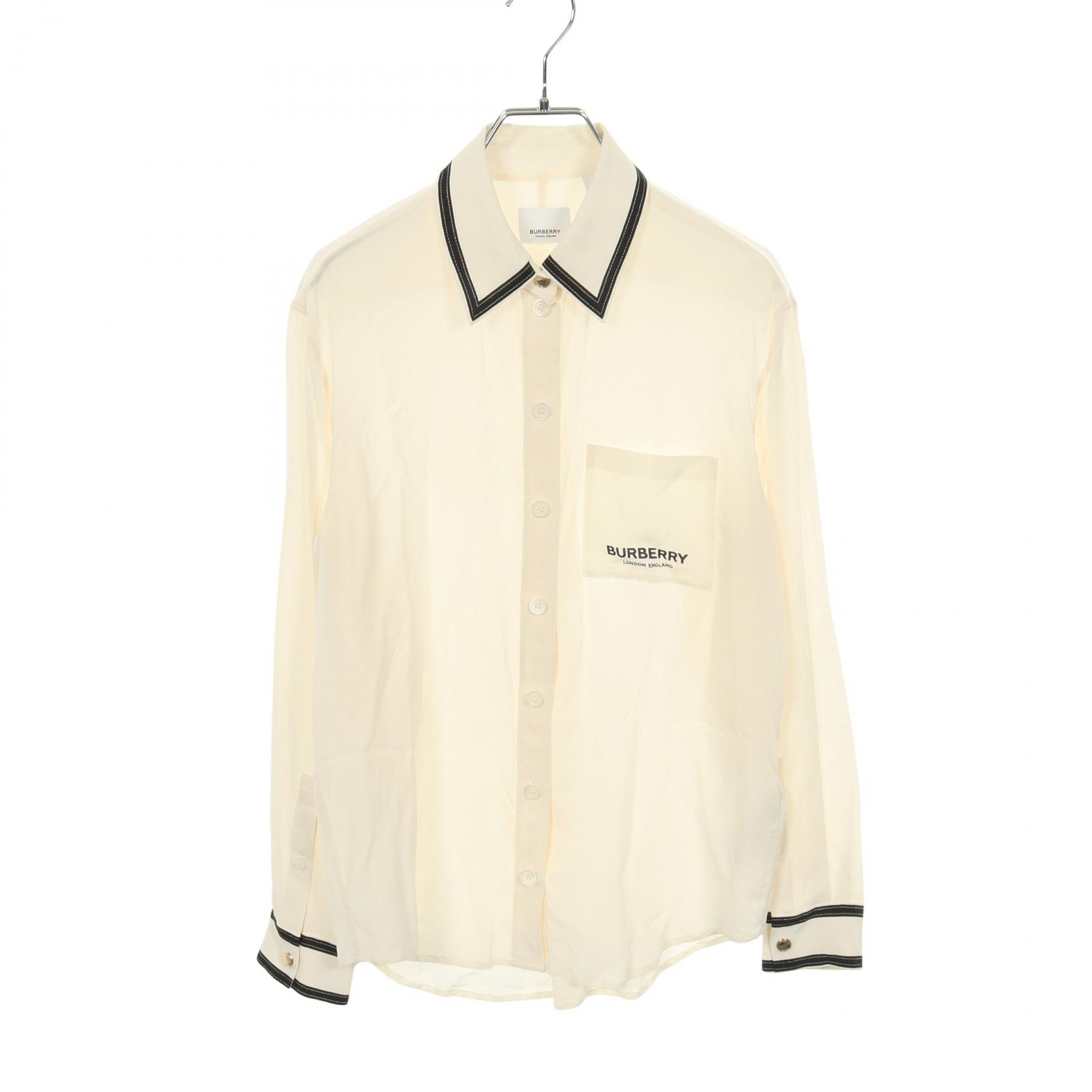 バーバリー BURBERRY ホースフェリープリント ロゴ 衣料品 トップス シルク レディース ホワイト系 / ブラック系 【中古】