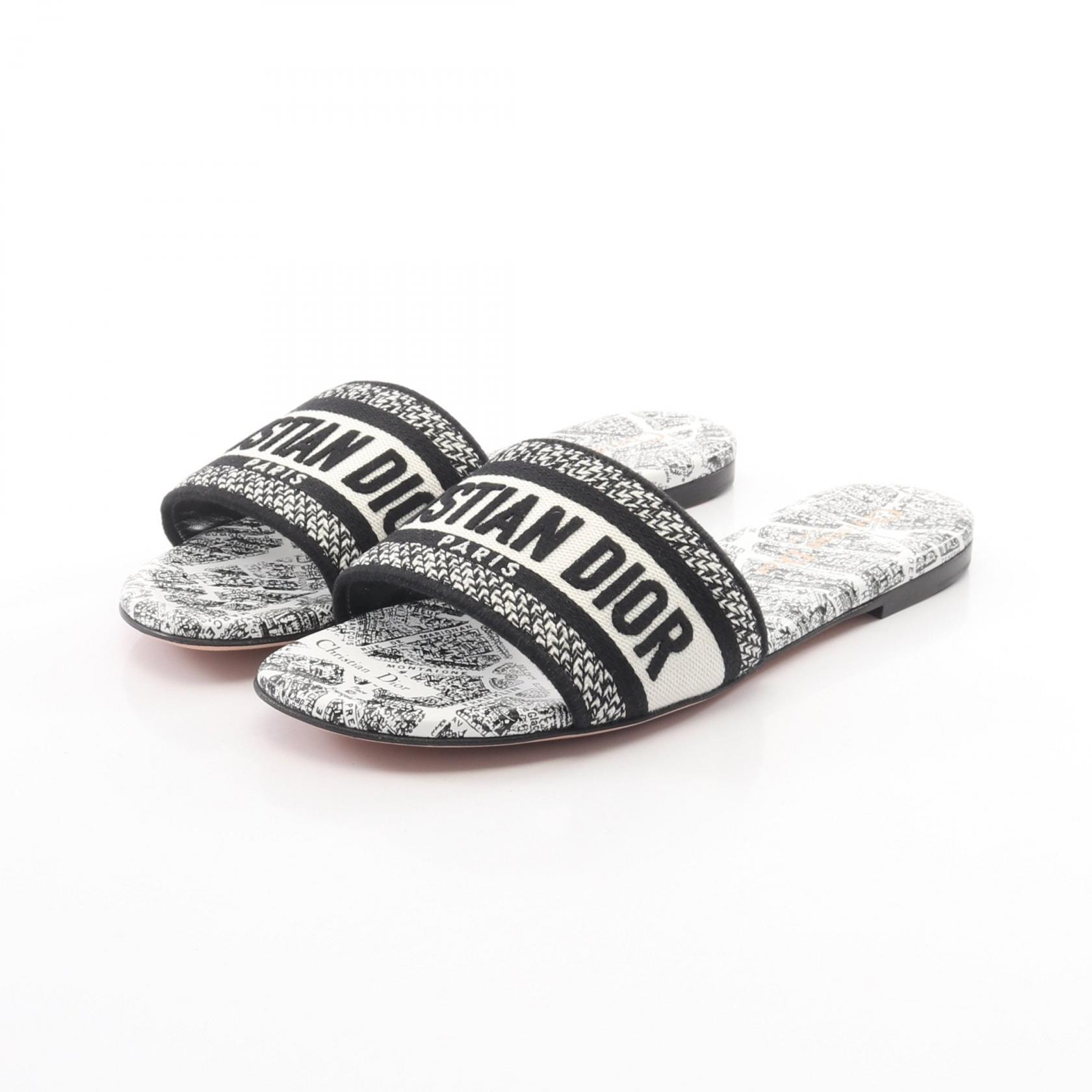 ディオール Dior Dway サンダル 靴 キャンバス レディース ホワイト系 / ブラック系 【中古】
