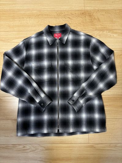 Supreme Shadow Plaid Flannel Zip Up Shirt "Black"