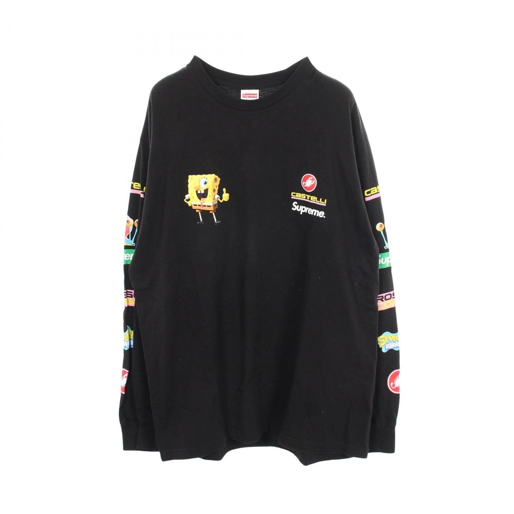 シュプリーム Supreme Supreme xSpongeBob 長袖Tシャツ 衣料品 トップス コットン メンズ ブラック系 【中古】