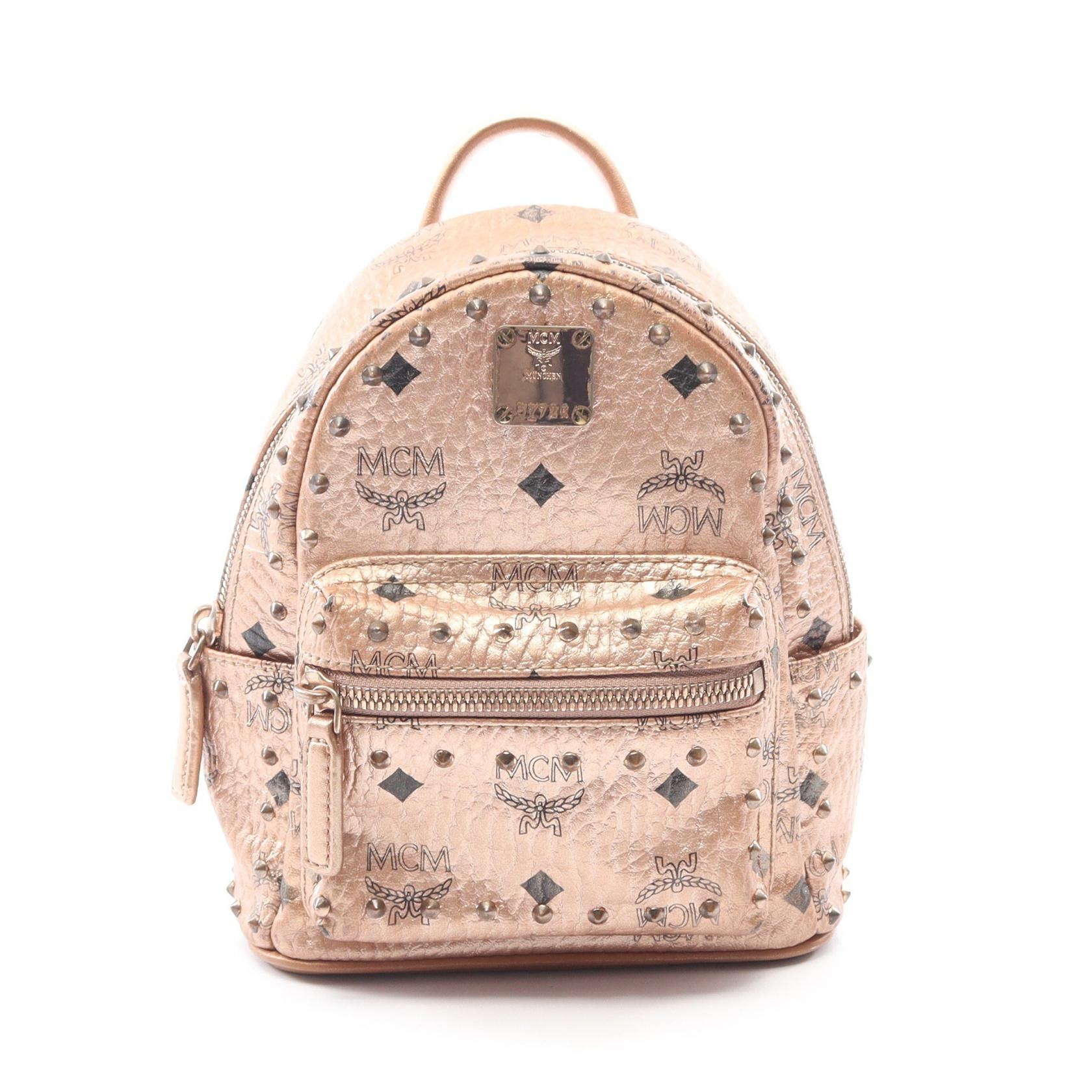 エム・シー・エム MCM Bebebo Mini Backpack リュックサック バックパック バッグ レザー レディース ゴールド系 【中古】