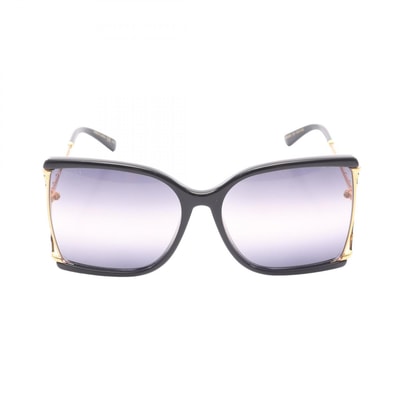 グッチ GUCCI オーバーサイズ バタフライ サングラス 衣料品 プラスチック / メタル レディース ブラック系 / ゴールド系 【中古】