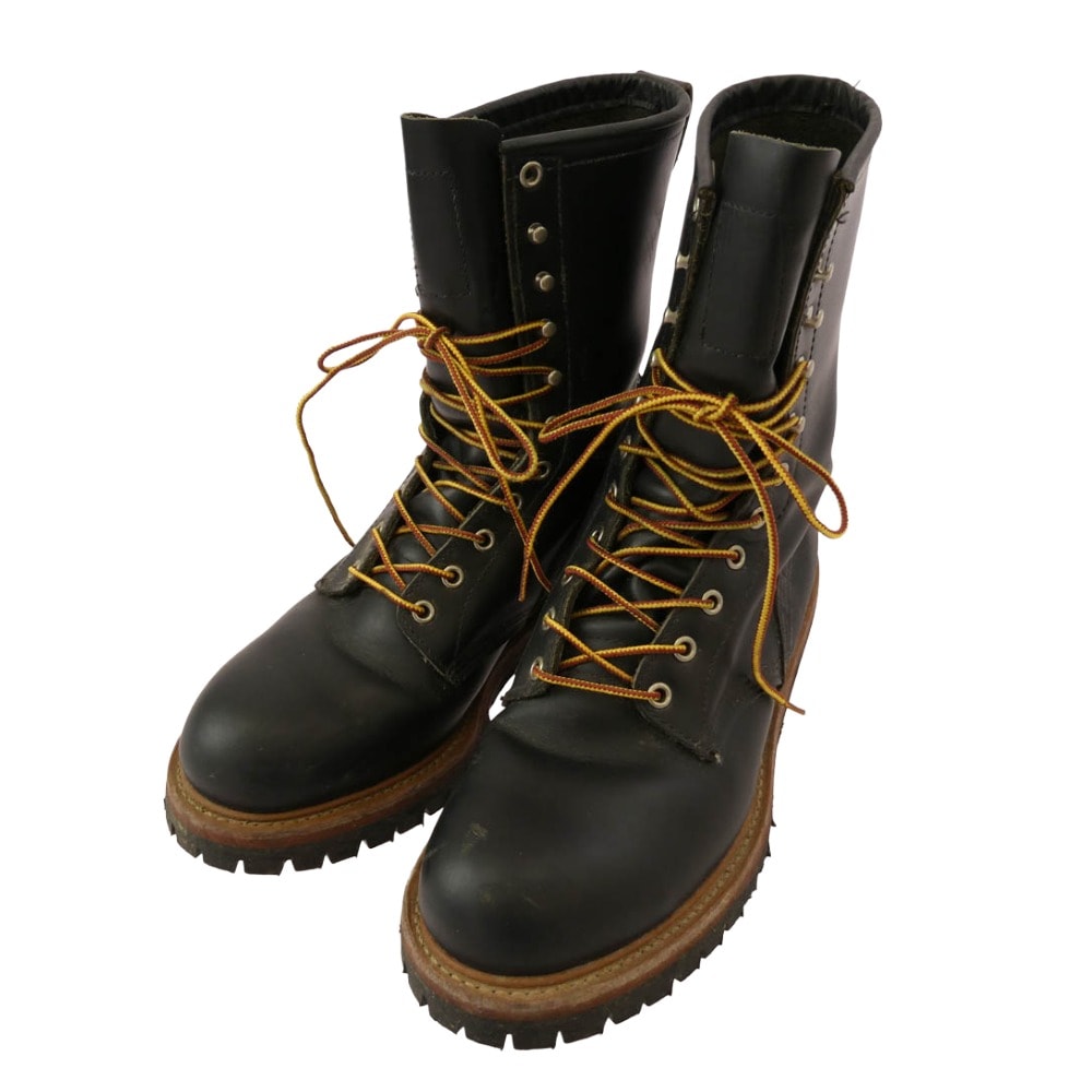 RED WING レッドウィング ブーツ USA製 LOGGER ロガー レザー ワーク ブーツ ブラック系 27.5cm【中古】