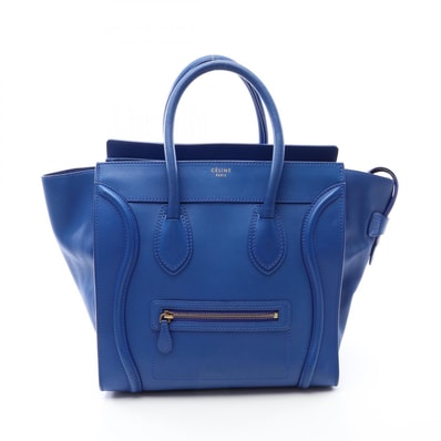 セリーヌ CELINE ラゲージ ミニショッパー ハンドバッグ バッグ レザー レディース ブルー系 【中古】
