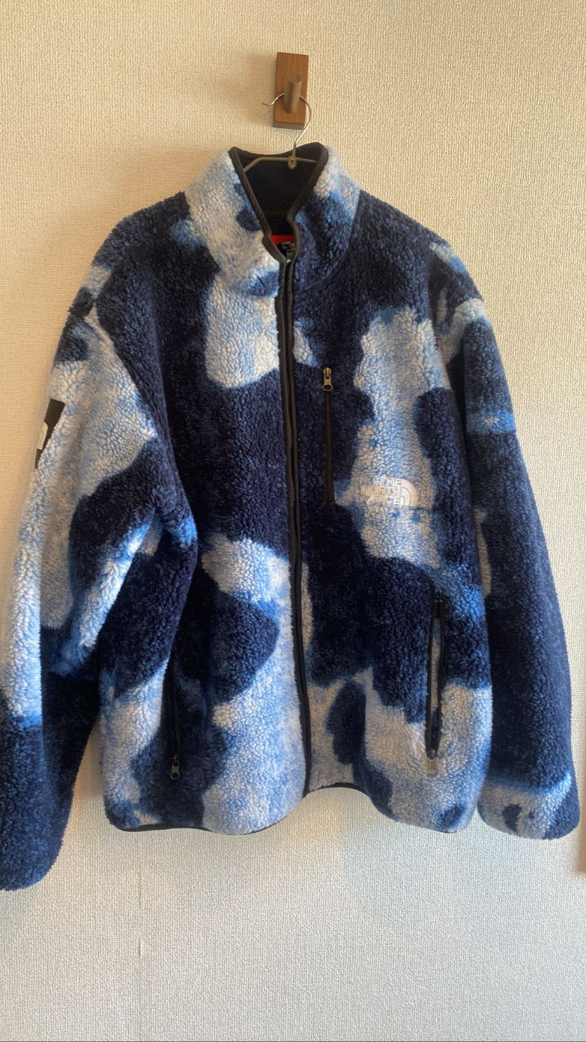Supreme x The North Face Bleached Denim Print Fleece Jacket "Indigo"