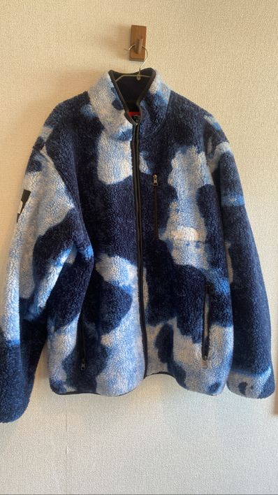 Supreme x The North Face Bleached Denim Print Fleece Jacket "Indigo"