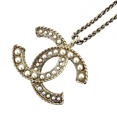 CHANEL シャネル ネックレス ココマーク ロングネックレス アクセサリー アジャスター付き GP フェイクパール A19C ゴールド レディース 約13.0g 2019年【中古品】